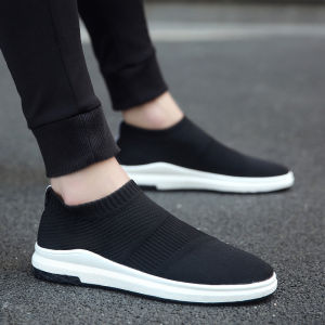 New Fashion Black Slip On shoes for men flat Rubber shoes For Men Breathable Shoes casual shoes walking shoes for men