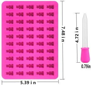 50 Cavity Silicone Gummy Bear Toy Chocolate Mold Mould Candy Maker Ice Tray Jelly Moulds Xmas Birthday Budget Gift Father Mothers ( Pack of 2 )