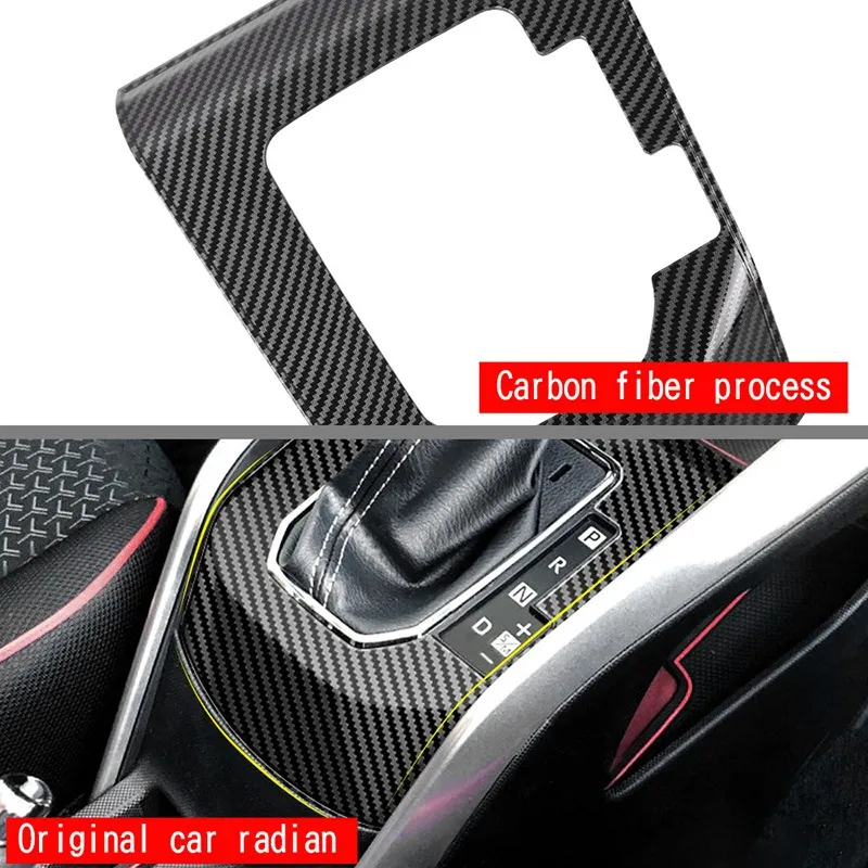 Carbon Fiber ABS Car Central Gear Shift Knob Panel Frame Cover