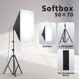 INBEX Softbox Kit Konten Kreator Lighting 3 Warna 3000K 6000k 50x70cm untuk vlog Live Streaming Studio Lampu Video
