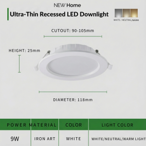 New Home 9W 12W LED Panel Light Round Tricolor 3 Color Ceiling Downlight Energy Saving
