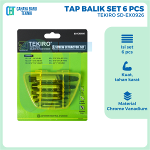 Tekiro Tap Balik Pembuka baut Patah 6pcs / Screw Extractor Set
