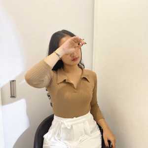 atasan wanita terbaru /Longsleeve Korea fit body // Baju Atasan Wanita berkerah polo bahan rajut