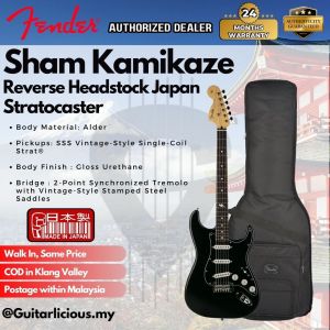 Fender Japan Sham Kamikaze Signature Reverse Headstock SSS Stratocaster Electric Guitar  Rosewood FB - Satin Black