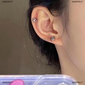 [COD] MINIFRIUT 1Pair Sweet Cool Spider Heart Zircon Earrings for Women Ear Bone Nail Cartilage Earring Spiral Stud Earrings Body Jewelry Gifts