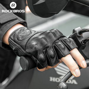 ROCKBROS Xe Máy găng tay 3D Bảo Vệ hở ngón găng tay đi xe đạp Cho nam da PU Rockbros Găng Tay Găng Tay Cho Xe Máy Thoáng Khí bánh răng đi xe