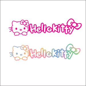 HELLO KITTY Teks Logo Sticker Cutting Reflective 10x40 cm