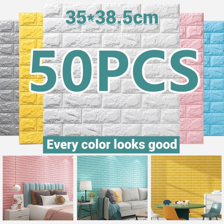 50PCS Bricks wallpaper form DIY adhesive 3D wallpaper sticker for home