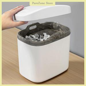 [PureZone] Desktop Trash Can Small Mini Garbage Can Plastic Dustbin with Shake Cover for Home Office Waste Bins Household Cleaning