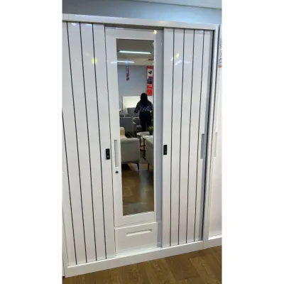 Offo Living - Lemari Besi Sliding 2 dan 3 Pintu Besi Cermin - STEEL SLIDING WARDROBE 2 3 DOORS DIXON WHITE