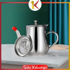 SK-C1183 Oil Pot Teko Minyak 600ML Wadah Penyaring Minyak Goreng Stainless Serbaguna Anti Karat