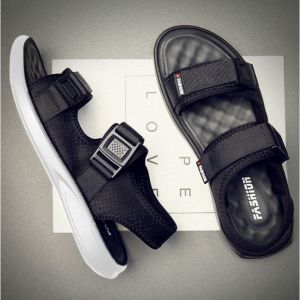 New Style Mens Sandal Casual Breathable Beach Shoes Fashion Comfortable Sports Shoes Korean Two Straps Rubber Sandals