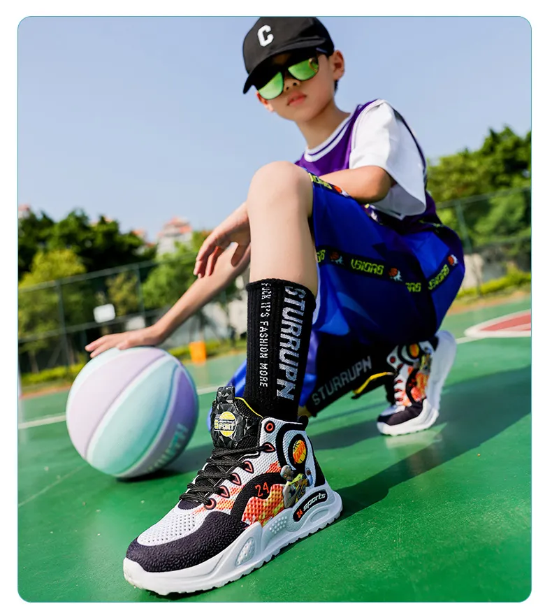 Kids Basketball Shoes High Top Sneakers Boys Sports Mesh Fashion Breathable Sports Basketball Shoes Tribute Kobe Bryant Basketball Shoes Lazada