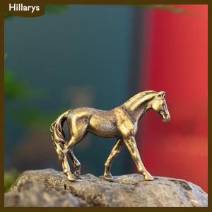 [Hillarys] รูปปั้นม้าทำจากทองเหลืองโบราณหางยาวขนาดเล็กเครื่องประดับฮวงจุ้ยจักรราศีทองแดงรูปสัตว์ขนาดเล็กงานฝีมือตกแต่งเดสก์ท็อป