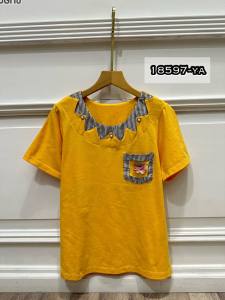 ATASAN WANITA KAOS WANITA 18597-YA MATT COTTON SPANDEX LENGAN PENDEK LD 90 CM FIT TO SIZE S-M BISA COD