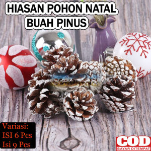 MR Hiasan Pohon Natal Pinus Mini Gantungan Pinus Salju Hiasan Gantung Pohon Natal Ornamen Xmas Tree Christmas Pine Tree Decorations Dekorasi Pohon Natal Gantungan Pohon Natal - Pinus Salju kecil