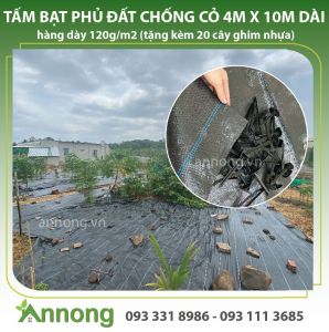 Bạt Phủ Chống Cỏ Khổ 4m x 10m Dài Hàng Dày 120g/m2 (tặng kèm 20 cây ghim nhựa)