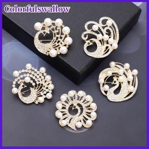 Colorfulswallow Ngọc Trai Rhinestone Peacock động vật Corsage trâm cài tinh thể cổ điển Peacock Trâm pins tiệc cưới trang phục đồ trang sức
