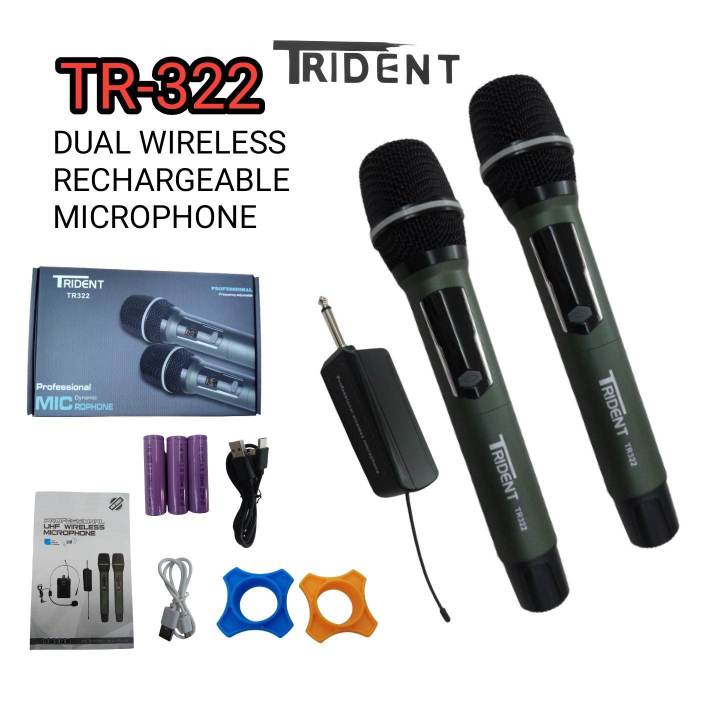 Dual Rechargeable UHF Changeable Frequency Wireless Mic TR322