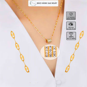 Dây chuyền nữ Titan lá me mặt ống tròn 3 hàng đá siêu xinhTặng kèm quà xịn sò.