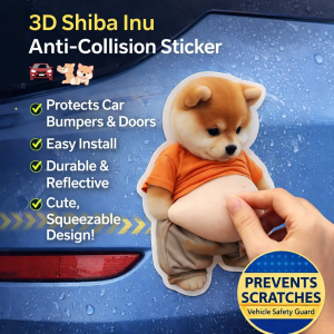 3D Cartoon Anti-Collision Car Sticker Car Door Anti-Scratch Stickers Shiba Inu Belly Squeeze Anti-Stress Decorative Bumper Stickers 小柴狗汽车防撞贴纸