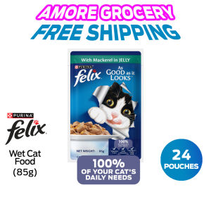 Felix Purina 85gx24pkts =2040g mackerel 31 july 2026 expiry mackerel in jelly for adult cat. Purina Felix Wet Cat Food.