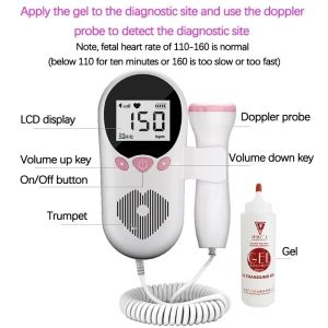 【24H COD】Fetal doppler Fetal heart rate monitor For Baby Pregnancy Heartbeat Detector Medical LCD Screen Heart Rate Monitor