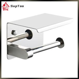 【Local delivery】Stainless Steel Toilet Paper Holder Wall Mounted Paper Towel Stand Punch-Free Floating Paper Shelf Bathroom Accessories