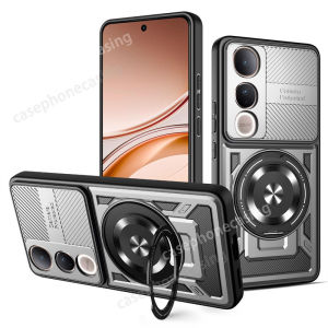 เคสเกราะแข็งแกร่งสำหรับ Vivo V50 Lite V50E VivoV50 E V50Lite 5G 4G 2025ขาตั้งเคสโทรศัพท์ป้องกันเลนส์กล้องแม่เหล็กขาตั้งมีห่วง ° 360แบบหมุนขาตั้งด้านหลังกันกระแทก