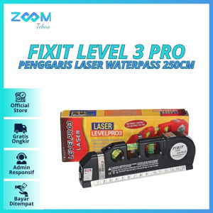 Fixit Laser Level Pro 3 Meteran Laser Profesional dengan Waterpass 250 Cm - Warna Hitam