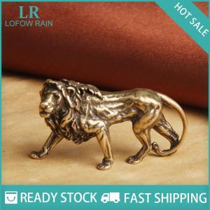 LF Wholesale✨Flash Sale ✨ Đồng tinh khiết hùng vĩ sư tử Vua thu nhỏ bức tượng nhỏ trang trí bàn cổ điển Brass mini động vật Tượng trang trí nội thất đồ trang trí thủ công