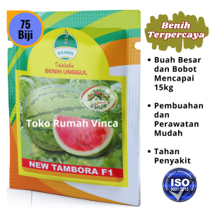 Benih Bibit Semangka Lurik Bulat NEW TAMBORA F1 75 Biji Cap Kujang Tahan Virus
