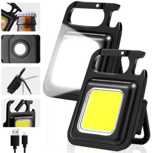Senter LED Portable Keychain Magnetic COB 500 Super Terang Multifungsi