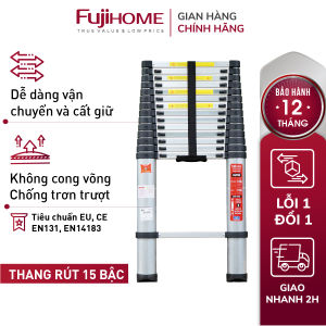 Thang nhôm rút đơn Nhập Khẩu 38M - 5M gấp gọn chính hãng FUJIHOME thang rút xếp gọn gia đình đa năng
