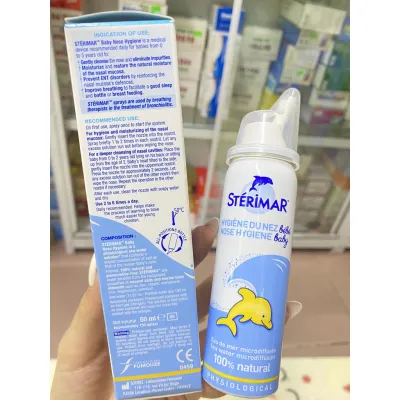 Dung dịch muối biển xịt mũi trẻ em Sterimar Pháp 50ml