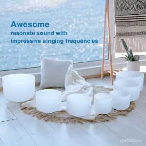 7-12 inch singing bowl percussion bowl meditation white crystal bowl music bowl religious instrument