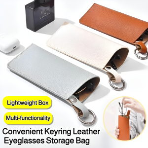 Convenient Key Ring Leather Eyeglasses Organizer Keychain Hook Glasses Bag Portable Sunglasses Pouch Eyewear Storage