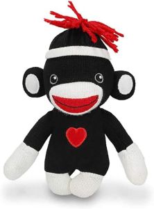 Adorable Sock Monkey 6 Inches The Original Traditional Hand Knitted Stuffed Animal Toy Gift-for Kids Babies Teens Girls and Boys Baby Doll Present Puppet (Red)