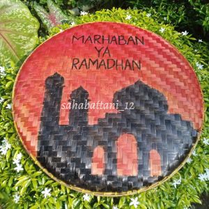 Tampah lukis diameter 50cm tema ramadhan / tampah bambu dekorasi ramadhan