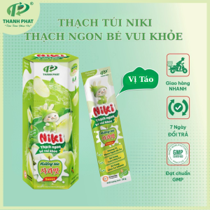Thạch Túi Niki Vị Táo - Thạch Ngon Bé Vui Khỏe Bổ Sung Vitamin Vị Trái Cây Hương Táo Hộp 16 Gói 32g