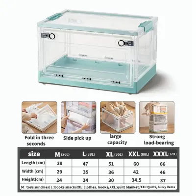OLIK Folding Storage Box/ Large Collapsible Transparent Box/ Multifunaction Stackable Plastic Box/Collapsible Storage Box For Pets With Lid Stackable Durable