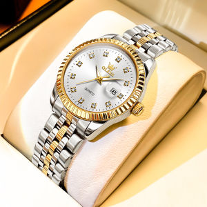 OLEVS 5526 Quartz Women Fashion Watch Gift Stainless Steel Watchband Round-dial Wristwatch Calendar Luminous