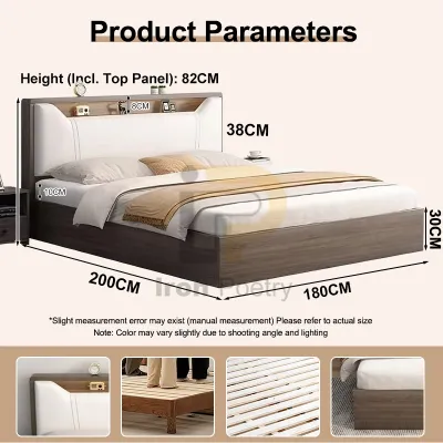 Solid Wood Bed Frame Soft Headboard Nordic Heavy Duty Bed Frame Single Queen King Size High Quality