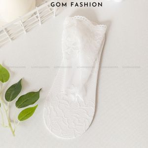 Tất nữ cổ ngắn họa tiết ren tinh tế vớ ren nữ đế chất liệu cotton mềm mịn thoáng khí khử mùi - D16-A070-1DOI