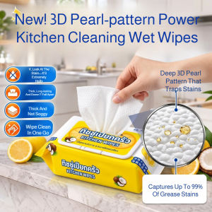 Kitchen Cleaning Wipes Degreasing Wipes Grease Remover Wipes Powerful Oil Stain Removal Multipurpose Wet Wipes for Stove Range Hood Countertop and Cookware