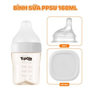 Bình sữa PPSU TOPGIAKIDS đa năng cho bé từ 0 tháng dung tích 160/180/270ml ống hút silicon an toàn và tiện lợi