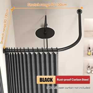 Arc Shower Curtain Rod Non-Punching Rustproof Retractable Stainless Steel Shower Curtain Rods