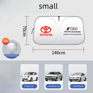 S/L 2 Sizes Thicker Foldable Car Front Windscreen Sunshade Vehicle Summer Thermal Insulation Curtain For Toyota Vios Raize Wigo Rush Veloz Yaris Ativ Innova Avanza Altis Fortuner Hilux Corolla Cross GR Sport