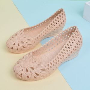 Free Shipping Summer Wedge Heel Nurse Shoes White Sandals For Women Summer Plastic Hollow-Out Shoes Maternity Shoes Work Shoes BirdS Nest-Style Clogs