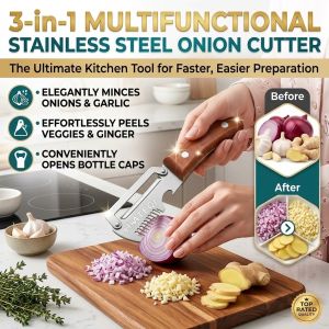 3-In-1 Kitchen Vegetable Cutter Scallion Slicer Fruit Peeler Chopper Tool Multi-Use Shredder For Home Food Preparation
